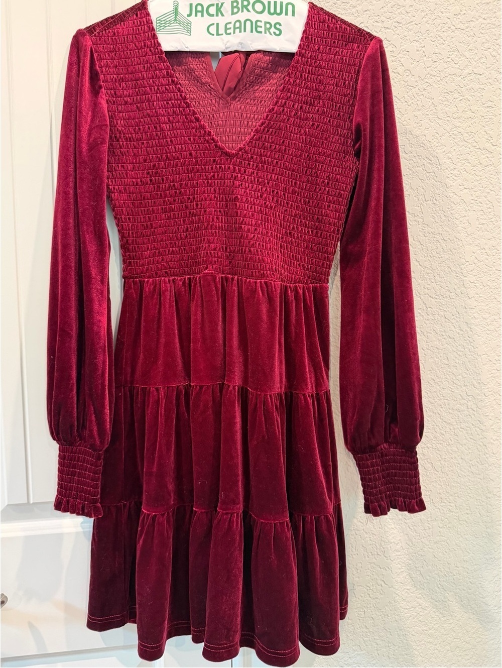 Altar'd State Burgundy Velvet Long Sleeve Dress Small